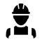 Employee icon vector male construction worker person profile avatar with hardhat helmet in glyph pictogram