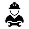 Employee icon vector male construction worker person profile avatar with hardhat helmet and wrench or spanner tool