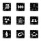 Employee icons set, grunge style