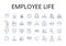 Employee life line icons collection. Job security, Workspace wellness, Career milests, Work culture, Staff relations