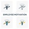 Employee Motivation icon set. Four elements in diferent styles from human resources icons collection. Creative employee motivation