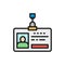 Employee pass, id card, identity profile flat color icon.