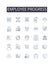 Employee progress line icons collection. Worker development, Staff advancement, Personnel growth, Workforce promotion