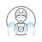 employee protection line icon, outline symbol, vector illustration, concept sign