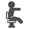 Employee quirks solid icon, officesyndrome concept, employee on chair vector sign on white background, man on chair