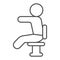 Employee quirks thin line icon, officesyndrome concept, employee on chair vector sign on white background, man on chair