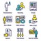 Employee Referral Process Icon Set with Networking, Recommendation, reference