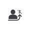 employee salary increase icon on white background with people, arrow up graphic and dollar money symbol. raise revenue business
