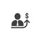 employee salary increase icon on white background with people, arrow up graphic and dollar money symbol. raise revenue business