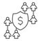 Employee and wages thin line icon. Earnings guarantee, expenses or team salary symbol, outline style pictogram on white