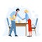 Employees Hiring Director Welcoming Woman Vector Illustration