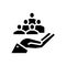 employees on human hand glyph icon vector illustration