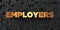 Employers - Gold text on black background - 3D rendered royalty free stock picture