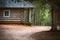 Emplty curved sand forest path in summer