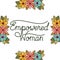 Empowered woman label with flowers frame icons