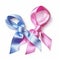 Empowering ribbon on white background for breast cancer awareness