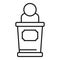 Empowerment woman speaker icon, outline style