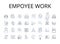 Empoyee work line icons collection. Staff duties, Labor inputs, Personnel activity, Workforce tasks, Service output, Job