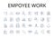 Empoyee work line icons collection. Staff duties, Labor inputs, Personnel activity, Workforce tasks, Service output, Job