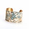 Empress Inspired Gold Cuff Bracelet With Sea Creature And Blue Water