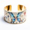 Empress Inspired Gold Plated Cuff Bracelet With Colorful Butterflies