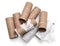 Emptiness toilet paper rolls, bath tissue isolated on white