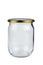 Empty 0.5 liter glass jars and tin lid
