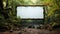 Empty advertising billboard frame in a forest