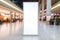 Empty advertising white vertical tower pylon for commercial information mock up in supermarket