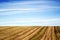 empty agricultural field under blue sky