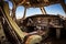 Empty Airplane Cockpit damage after disaster