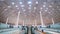 The empty airport lobby. Wide view of the transport hub