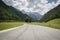 Empty alpine mountain road in logar valley, Slovenia