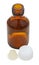 Empty amber glass pharmacy bottle isolated