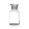 Empty apothecary bottle with stopper on background. Laboratory glassware