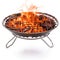 Empty asia small grill and burning hot coals on white background