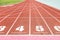 Empty athletic running track lanes texture with number