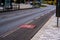 Empty avenue highlighting the bicycle priority sign