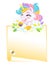 Empty banner with cute cartoon unicorn vector illustration