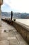 Empty bar terrace on the banks of the Douro River