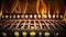 Empty barbecue Grill With Fire Flames. Black cooking grill background. Generative ai