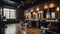 Empty barbershop dark, loft interior classic