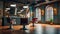 Empty barbershop dark, loft interior classic stylish vintage comfortable workplace