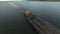 Empty barge is moving up the Volga river