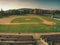 Empty baseball green field view grandstand