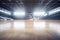 Empty basketball court with lights and spotlights. 3D Rendering - Ai Generated