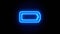Empty Battery neon sign appear in center and disappear after some time. Loop animation of blue neon alphabet symbol