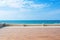 empty beach and beautiful sea view from seaside promenade