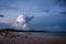 Empty beach at dusk