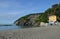 Empty beach of Moneglia in Italy, Liguria.